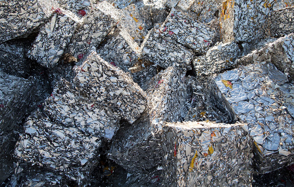 Worker in a recycling plant