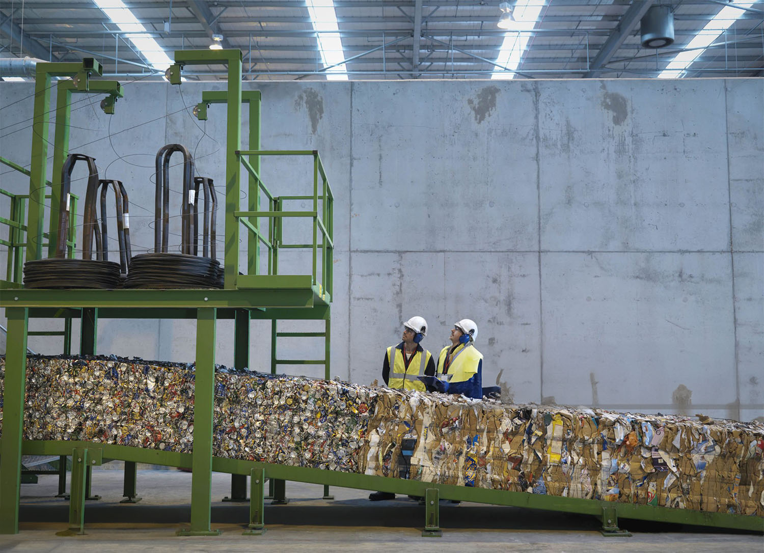 Worker in a recycling plant