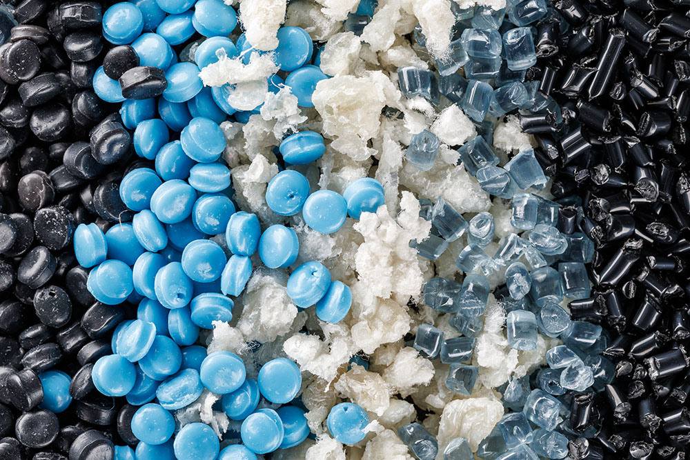Worker in a recycling plant